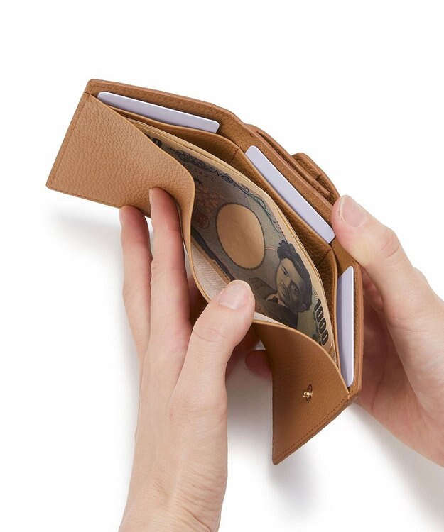 TOPKAPI 【TOPKAPI】gemdrops ジェムドロップ ミニエンボスレザー 天然石 三つ折り 財布 キャメル