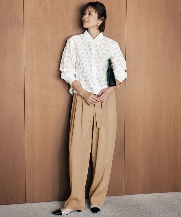 自由区 S セルロースコットンチノコクーンシルエット パンツ ベージュ