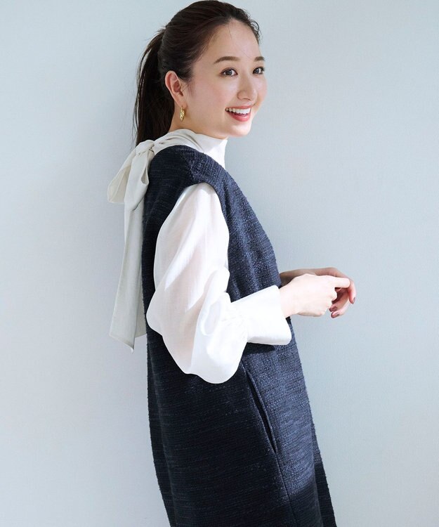 UNFILO イージーケア ボウタイ ブラウス オフ