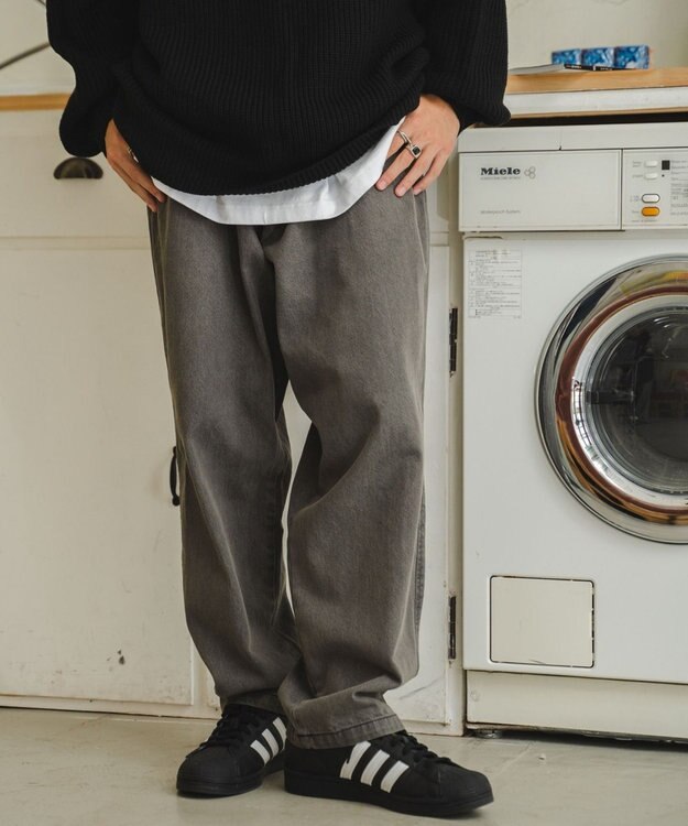 WEGO デニムイージーワイドパンツ グレー