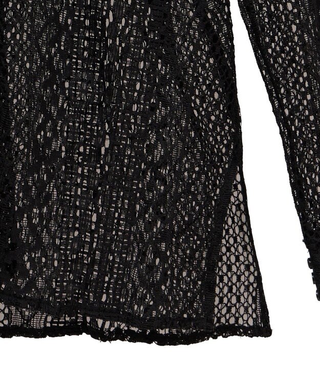 Green Parks ２ＷＡＹリボン付きレースシャツ Black