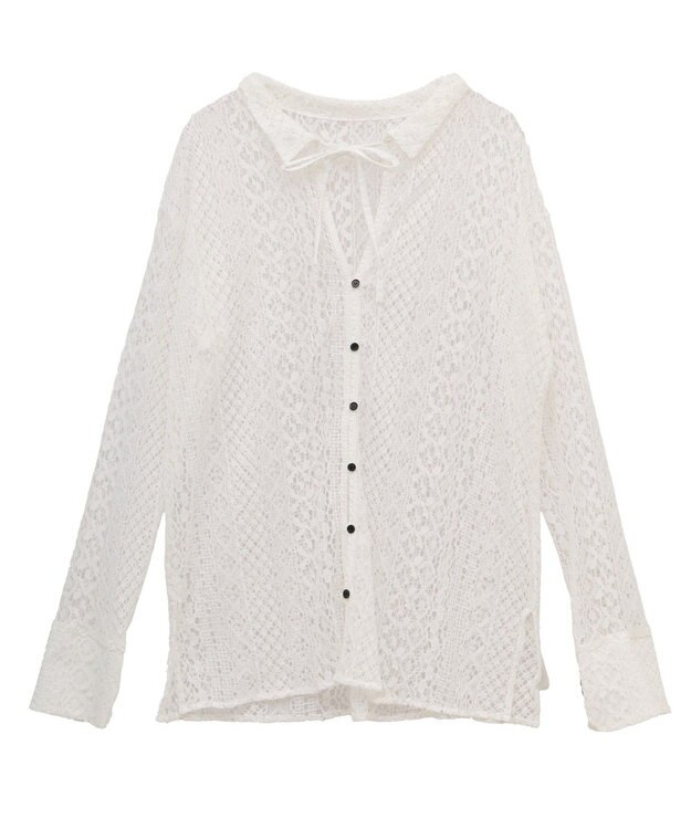 Green Parks ２ＷＡＹリボン付きレースシャツ Off White