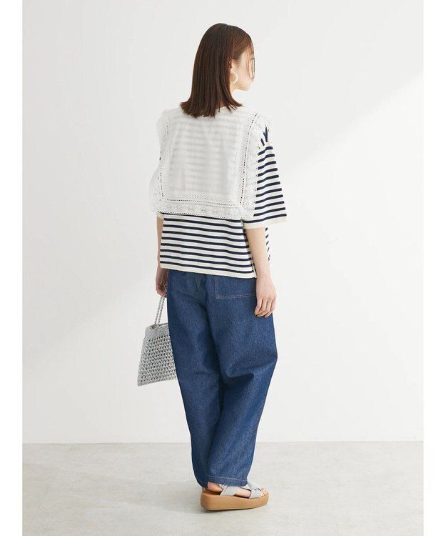 Green Parks インド綿　スクエアレース衿 Off White