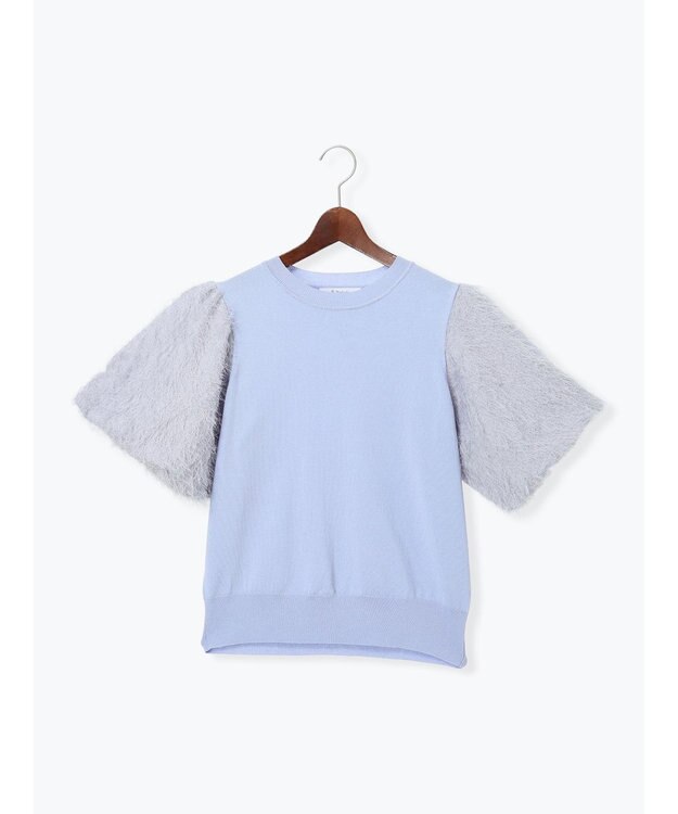 Te chichi シャギーバルーンスリーブニット ブルー