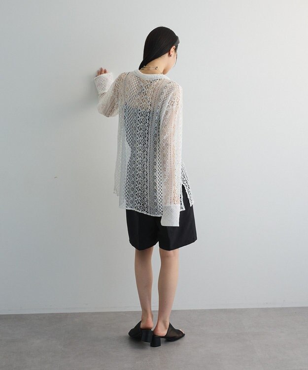 Green Parks ２ＷＡＹリボン付きレースシャツ Off White