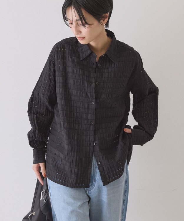 AMERICAN HOLIC シアーチェックシャツ Black