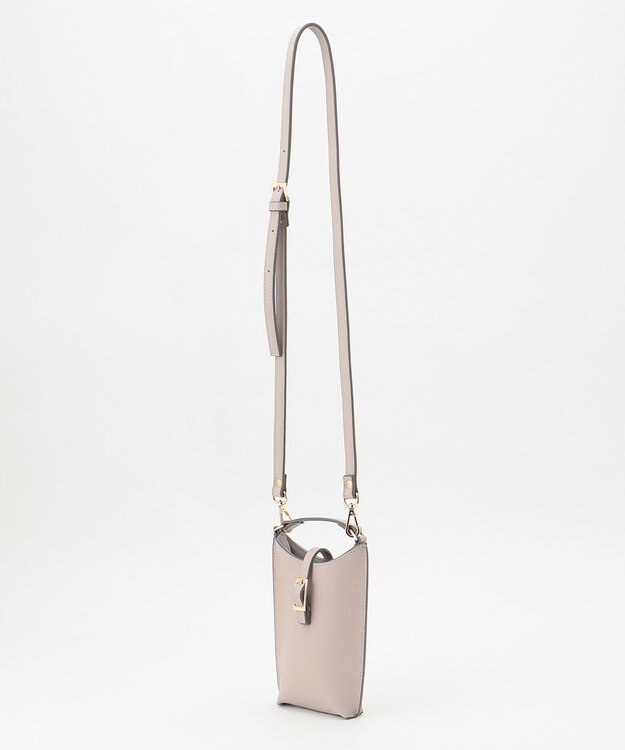 自由区 レザーバックルスマホポシェット ベージュ系