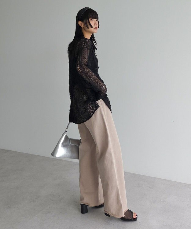 Green Parks ２ＷＡＹリボン付きレースシャツ Black