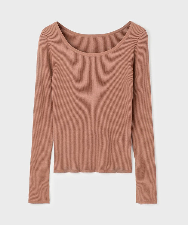 GRACE CONTINENTAL リブニットトップ ブラウン