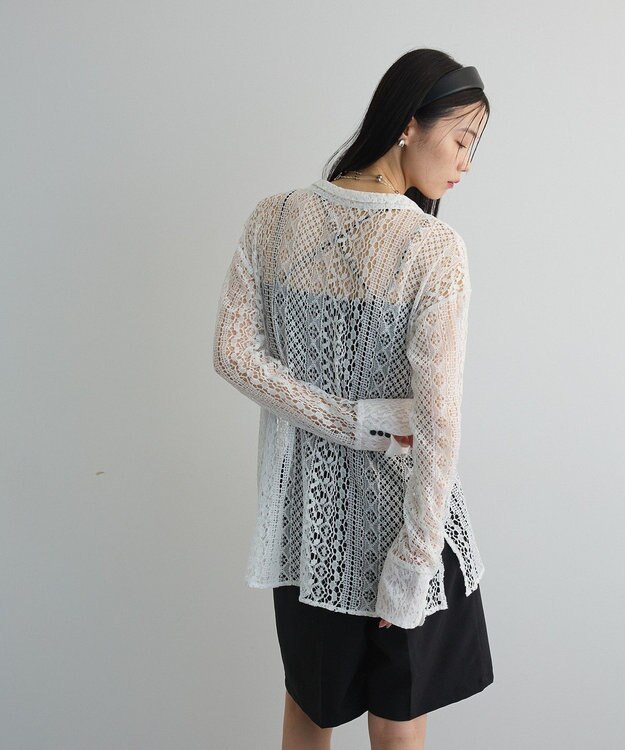 Green Parks ２ＷＡＹリボン付きレースシャツ Off White