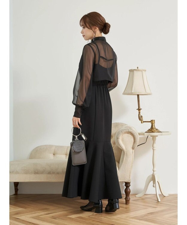 earth music&ecology ＳＥＴ２点シアーボレロ＋キャミワンピース Black