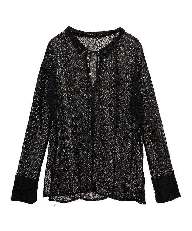 Green Parks ２ＷＡＹリボン付きレースシャツ Black