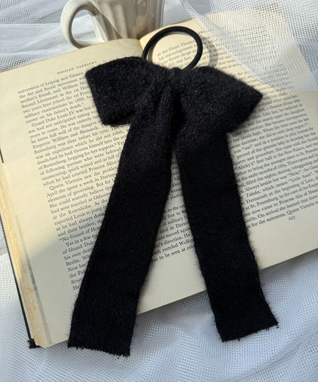 WEGO Lシャギーニットリボンゴム ブラック