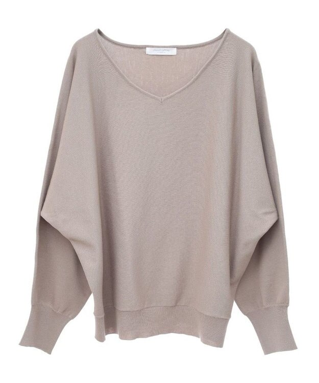 Green Parks 洗える　Ｖネックドルマンニットプルオーバー Gray Beige