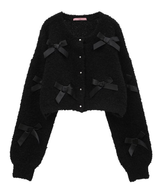 Maison de FLEUR 絆のリボンカーディガン Black