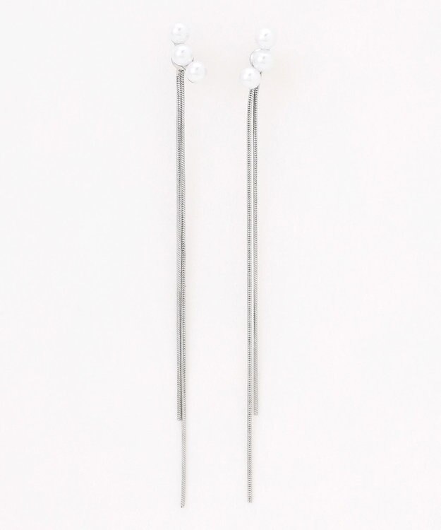 ANY 【WEB限定】ロングチェーンパールピアス（両耳用） シルバー