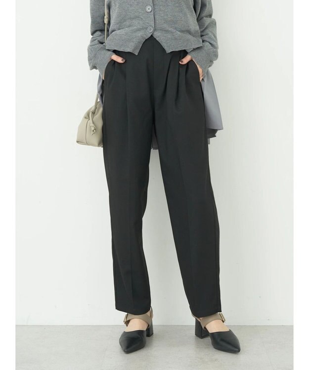 earth music&ecology 裏起毛テーパードパンツ Black