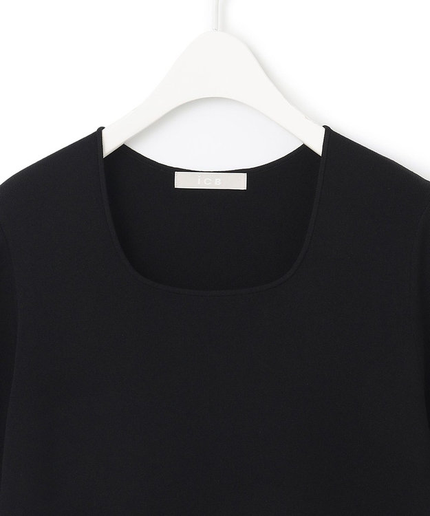 ICB 【洗える】シルクヴィスコースハイゲージ プルオーバー ブラック系