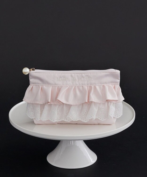 Maison de FLEUR フロントフリルポーチ Pink