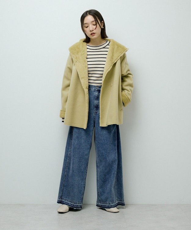 Green Parks フーディガウンコート Yellow