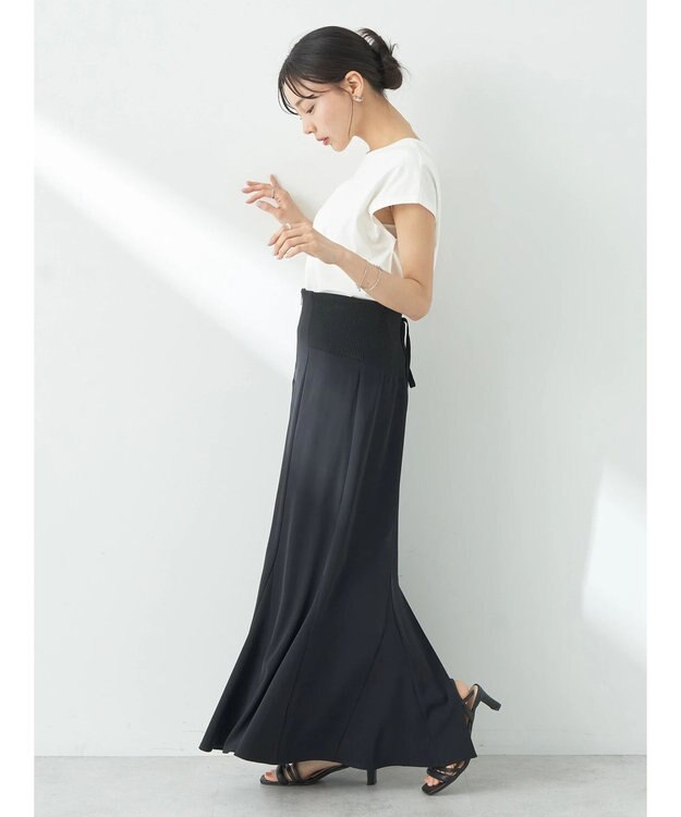 earth music&ecology バックレースサイドリブマーメイドスカート Black