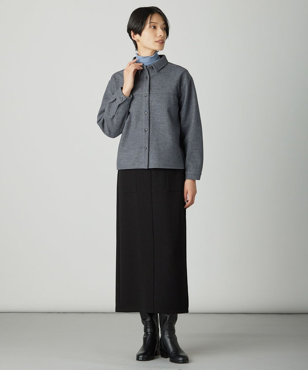 J.PRESS LADIES S メルトンジャージー シャツ トップグレー系