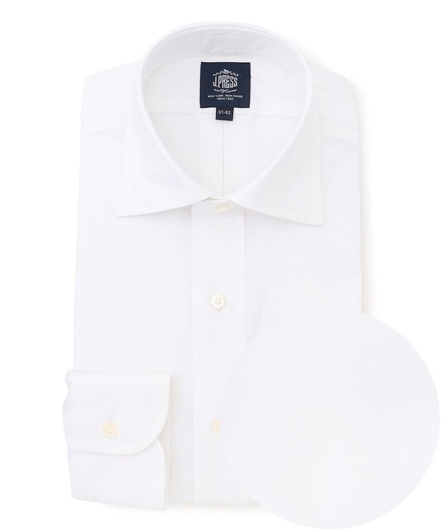 J.PRESS MEN 【PREMIUM PLEATS / 形態安定】ピンオックス ドレスシャツ / ワイド ホワイト系