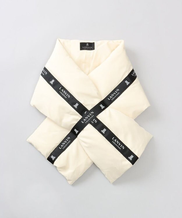 AURORA 【 LANVIN COLLECTION（ランバン コレクション） 】中綿リボン付マフラー(WASH) オフホワイト