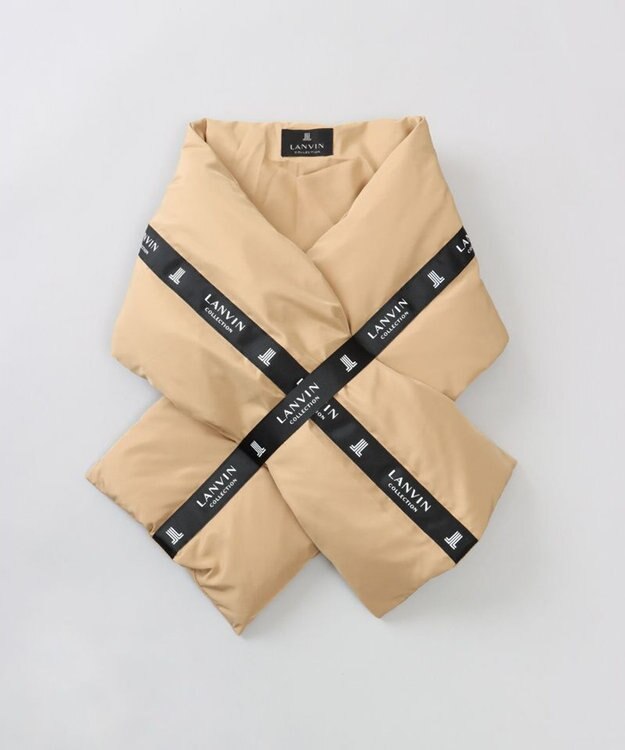 AURORA 【 LANVIN COLLECTION（ランバン コレクション） 】中綿リボン付マフラー(WASH) キャメル