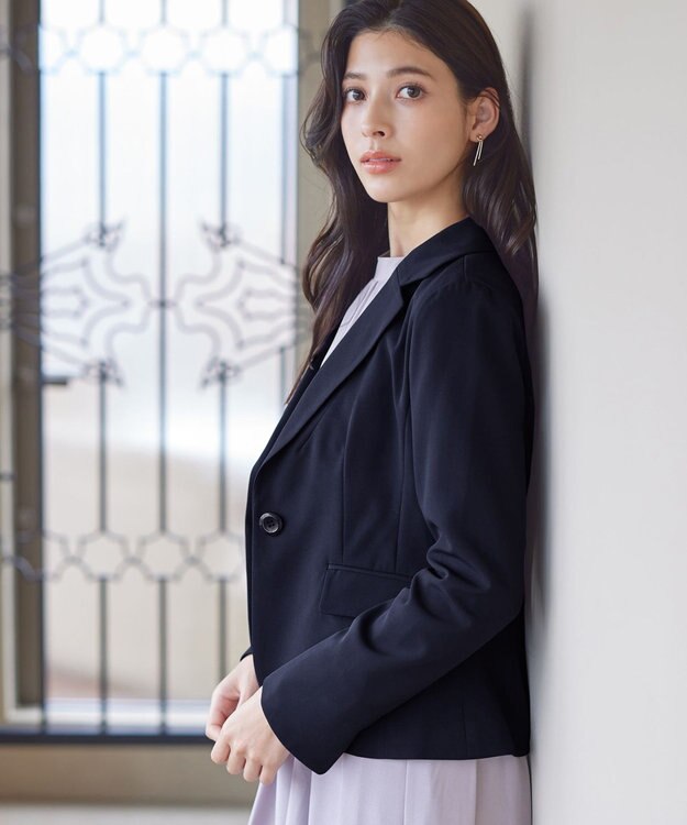 Tiaclasse L 【ダブルクロス・洗える】テーラードジャケット ネイビー