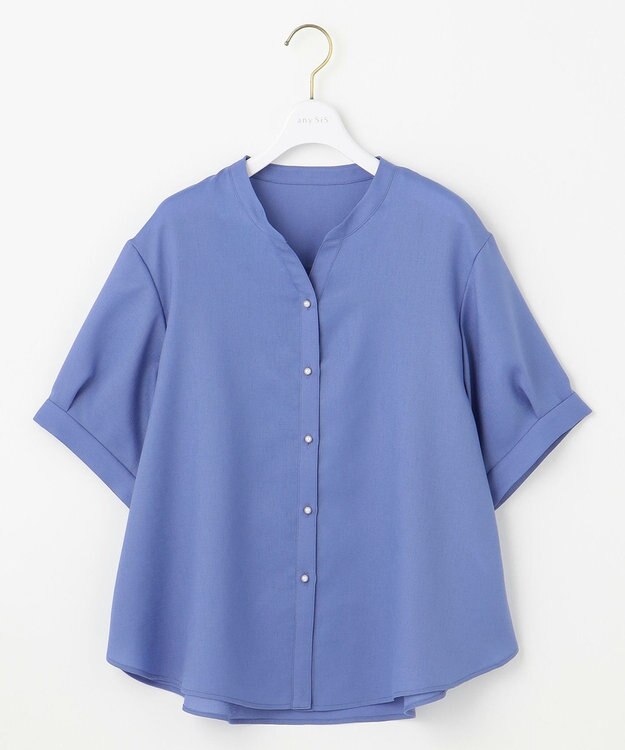 ANY SIS 【接触冷感・UVカット・速乾】スムージーポリエステル 2WAY ブラウス ブルー
