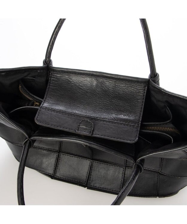 UNBILLION ピークスピーク PEAKSPEAK / 牛革パッチワーク・フラップトートL ブラック