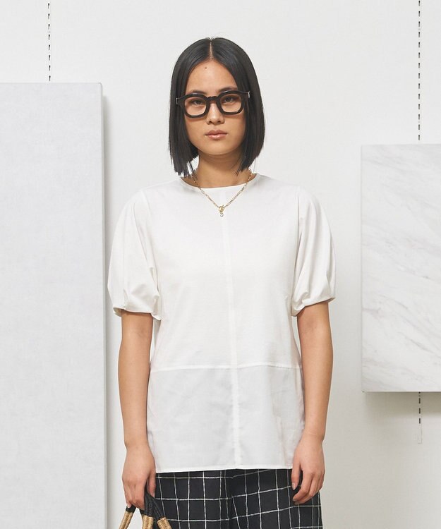 J.PRESS YORK STREET 【WOMEN】ファブリックヘムジャージ プルオーバー ホワイト系