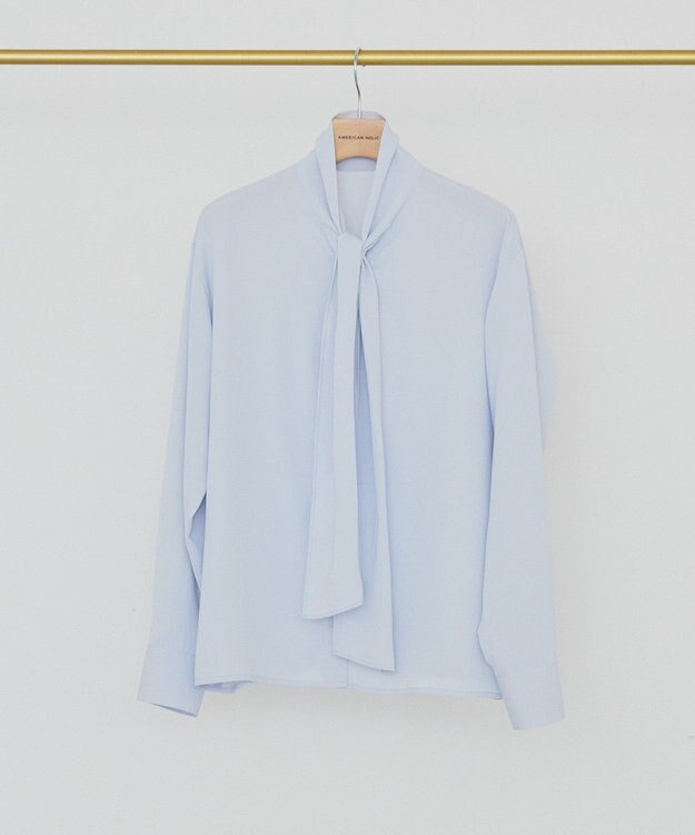 AMERICAN HOLIC 【イージーケア】ナロータイブラウス Sax