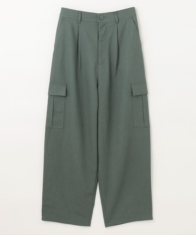 ANY 【ウエストゴム】清涼リネンカーゴパンツ モスグレー
