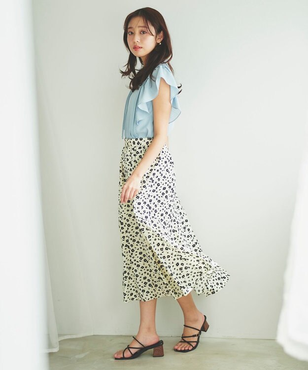 Feroux フラワープリント スカート アイボリー系9