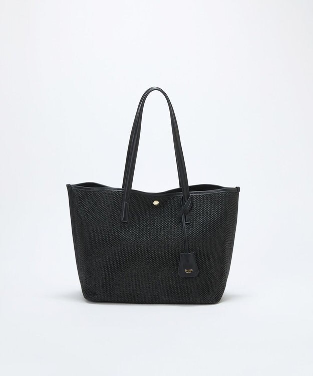 TOPKAPI 【Breath TOPKAPI】レザーコンビ 雑材風 シンプル トートバッグ チャーム付き　A4 / 軽量 ブラック