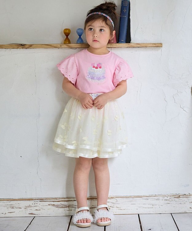 ANY KIDS リボン チュールスカート エクリュ