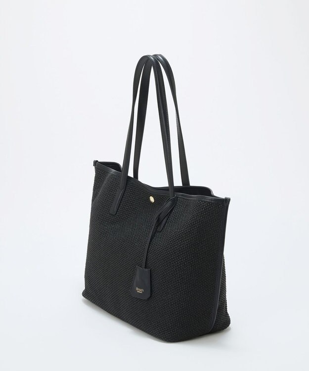 TOPKAPI 【Breath TOPKAPI】レザーコンビ 雑材風 シンプル トートバッグ チャーム付き　A4 / 軽量 ブラック