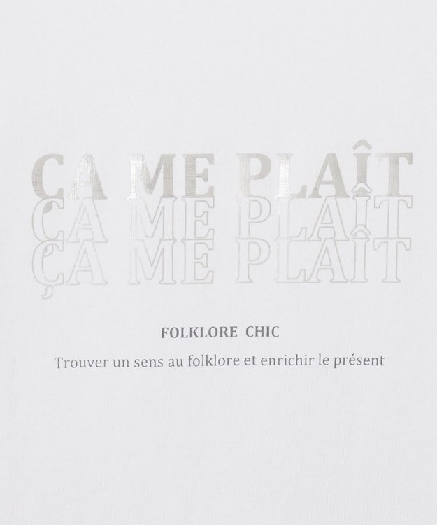 23区 L 【UVカット/洗える】CA ME PLAIT ロゴTシャツ オフ×シルバー
