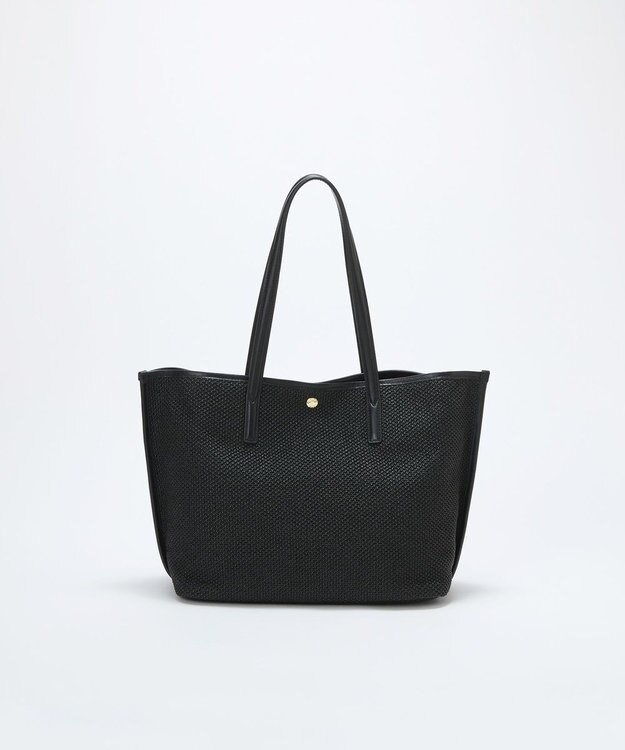 TOPKAPI 【Breath TOPKAPI】レザーコンビ 雑材風 シンプル トートバッグ チャーム付き　A4 / 軽量 ブラック