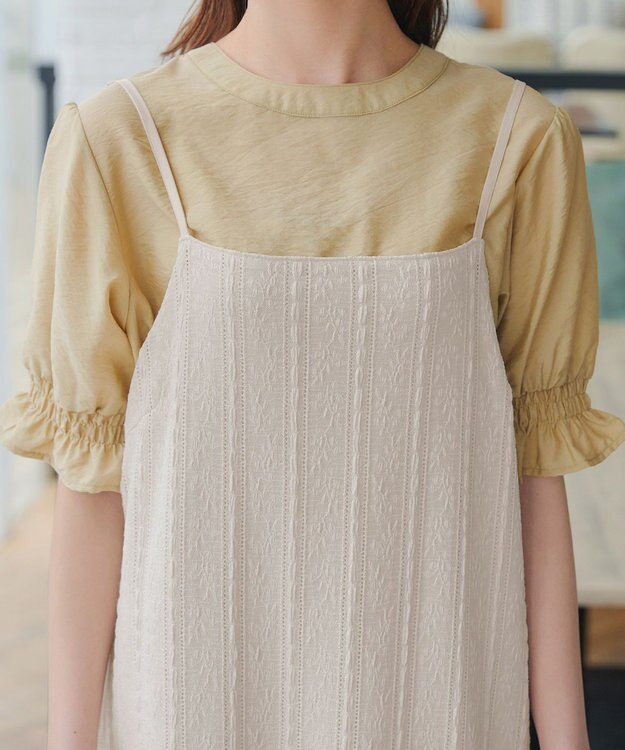 Tiaclasse 【洗える】ストレッチレースキャミワンピース ホワイト