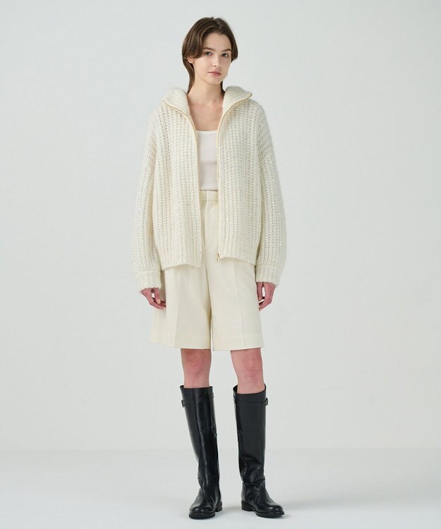 GRACE CONTINENTAL スパンコールニットブルゾン キナリ