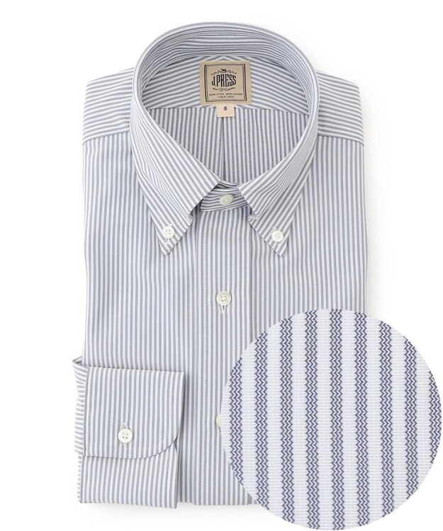 J.PRESS MEN 【接触冷感 / 吸水速乾 / UVカット / 高通気性】【SMART TECH】 ロンドンストライプ ジャージーシャツ ネイビー系1