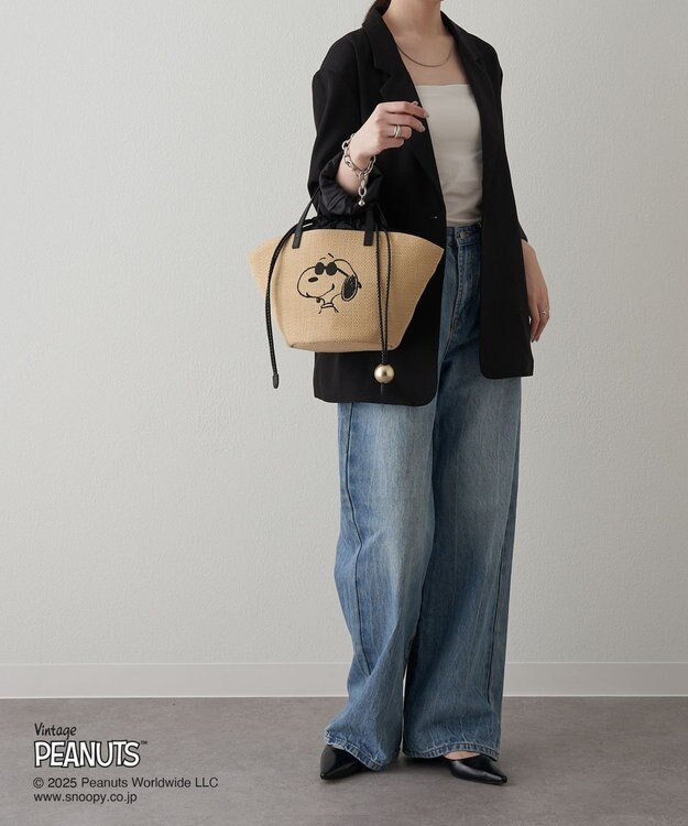 russet 【2025SS】《PEANUTS×russetコラボ第二弾》カゴトートバッグ小(CE-1515) Ivory