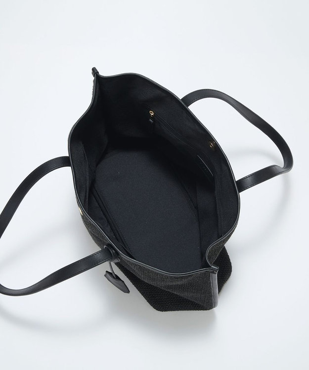 TOPKAPI 【Breath TOPKAPI】レザーコンビ 雑材風 シンプル トートバッグ チャーム付き　A4 / 軽量 ブラック