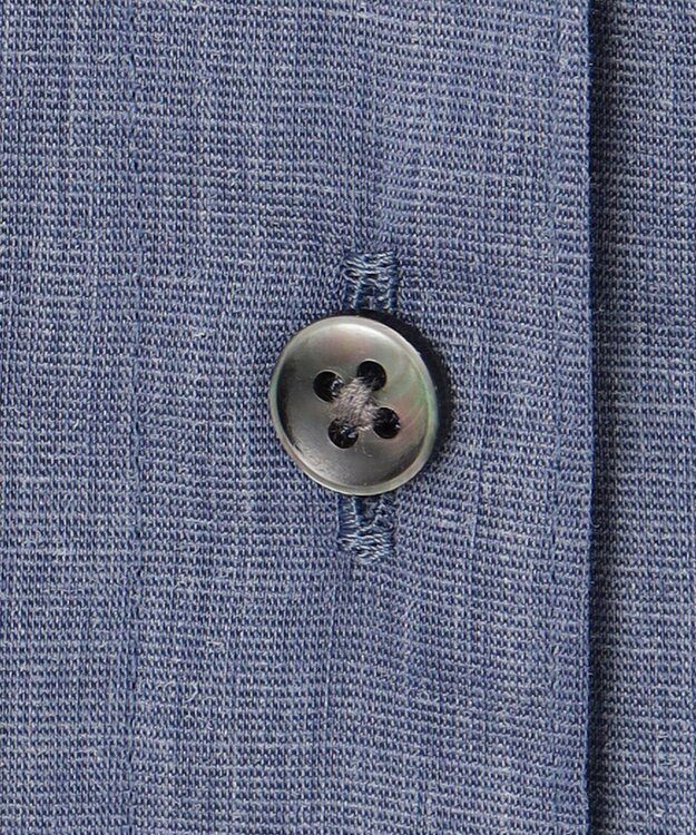 J.PRESS LADIES 【洗える】ラミーポプリン 前開き ブラウス ブルーシャンブレー系