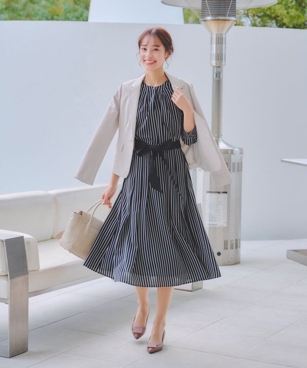 Tiaclasse L 【ダブルクロス・洗える】テーラードジャケット グレージュ