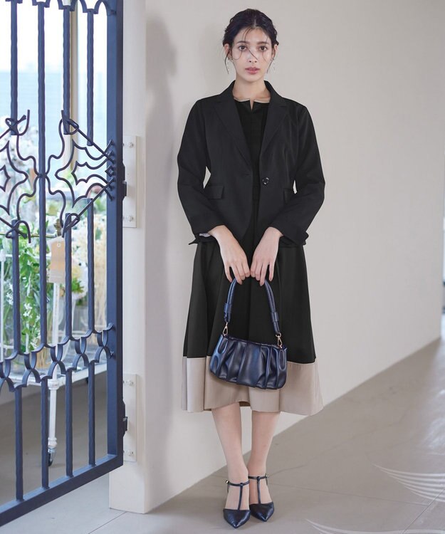 Tiaclasse L 【ダブルクロス・洗える】テーラードジャケット ブラック