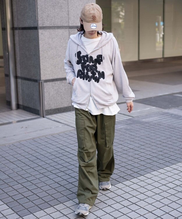 WEGO 【ユニセックス着用ITEM/MLサイズ展開】メッシュロゴジップパーカー グレー